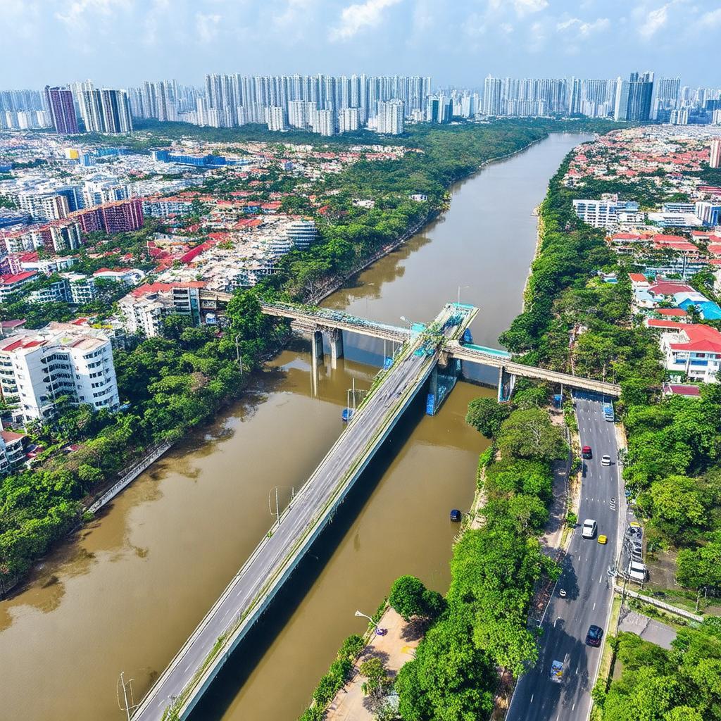 Khu vực xung quanh Cầu Bến Cát Quận 12 với cac dia diem gan do